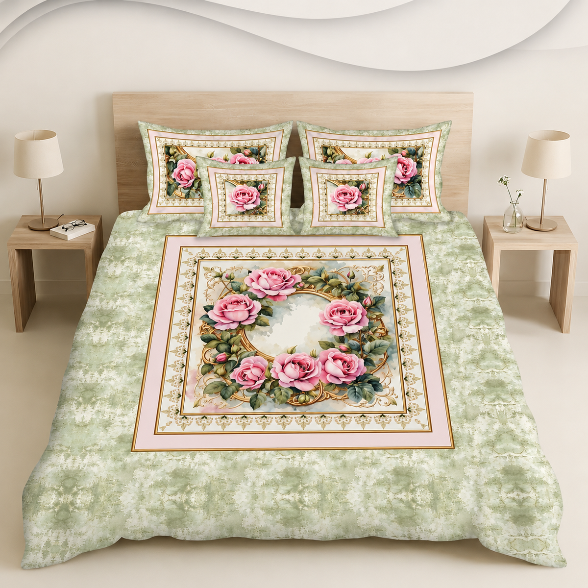 Elegant Floral Printed Bedsheet Set