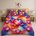 Vibrant Heart Bloom Bedsheet